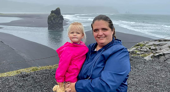 Sarah Boyd (right) in Iceland with her daughter.